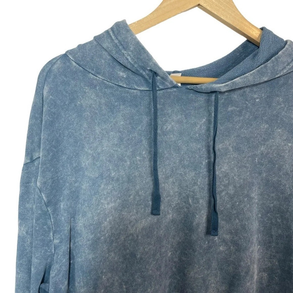 Nordstrom BP Women’s Stonewashed Elastic Hem Drawstring Hoodie in Blue Size 1X - Picture 5 of 9